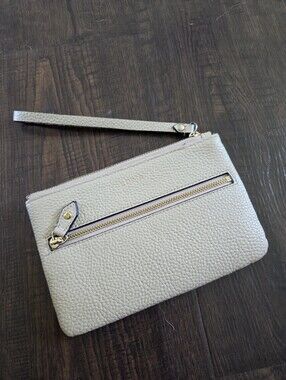 Lodis Pebbled Leather Compact Wristlet Wallet Off White